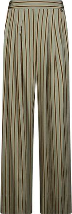 Liu Jo Striped Rayon Wide Broeken - Dames - Wijde Broeken - Groen - 2XL - Rayon - Broeken