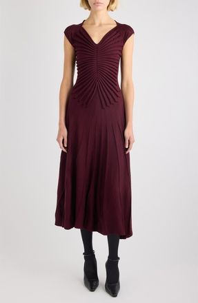 Alaia Sculpted Virgin Wool Sweater Dress in Burgundy at Nordstrom, Size 6 Us