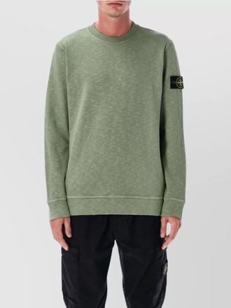 Stone Island textured crew neck cotton sweatshirt