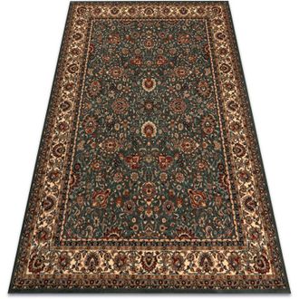 RugsX Alfombra De Lana Kashqai 4362 410 Ornamento Verde / Beige Green 80x300 Cm