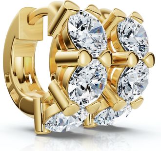 Pompeii3 3Ct Diamond Huggie Hoop Earrings 14k Gold 1/2 Tall Lab Grown EF/VS