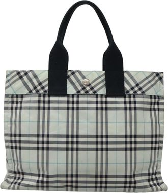 Burberry Nova Check Blue Nylon Handbag (Pre-Owned)