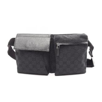 Gucci Pre-owned GG Canvas Waist Bag - Heren - Vintage Heuptassen - Zwart - ONE Size - Leer - Vintage