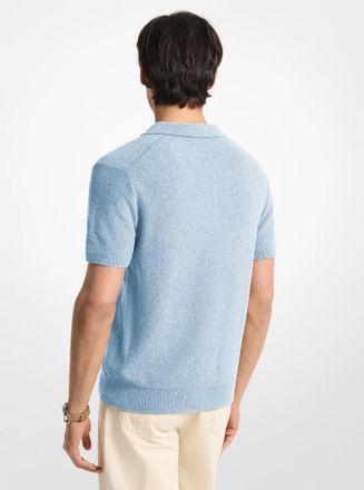 Michael Kors Boucle Cotton Blend Short-Sleeve Polo Sweater