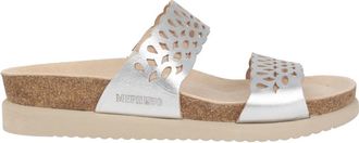 Mephisto Geperforeerde leren sandaal met open teen - Dames - Sandalen - Grijs - 36 EU - Leer - Schoenen