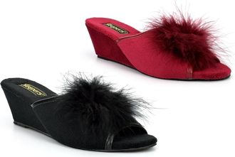 Generic Womens Lightweight Slippers Size 6 Wedge Heel Slippers Size 8 Womens Mule Slipper Ladies Mule Slipper Wedge Heel Slip On Lightweight Sizes 3-8 Black/B