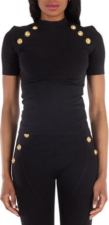 Balmain 6-Button Raglan-Sleeve T-Shirt, Size X-Small