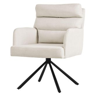 ML Design Silla giratoria, beige, de poli&eacute;ster, con respaldo y reposabrazos