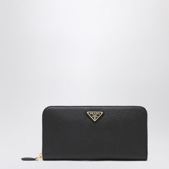 Prada Black Saffiano zip-around wallet