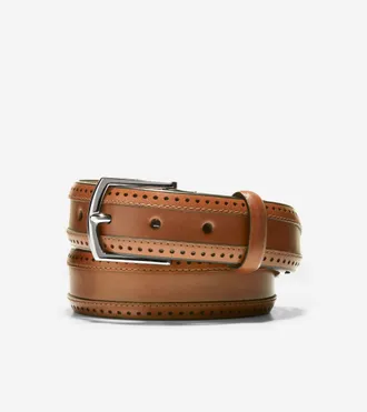 Cole Haan Mens Dawson 32MM Perforated Belt - Brown Size 32