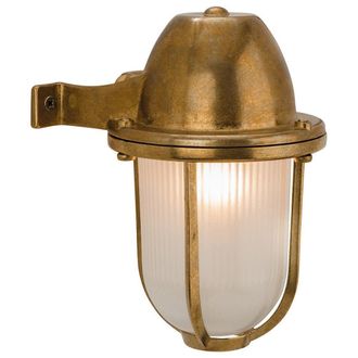 Netlighting Nautic 1 Light Outdoor Wall Light Solid Brass Frosted Glass IP64 E27 in Gold
