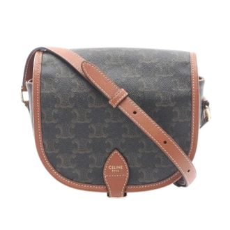 Celine Pre-owned Cross Body Bags, female, Brown, Size: ONE SIZE Pre-owned Triomphe Coated Canvas Leather Shoulder Bag