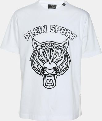 Plein Sport Plein Sport White Jersey Tiger Print T-Shirt