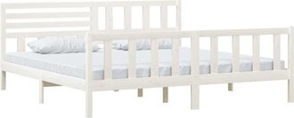 vidaXL Estructura De La Cama De 200x200 Cm De Madera Masiva Blanca
