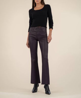 Kut from the Kloth Stella Coated High Rise Flare Pants In Sangria