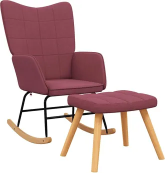vidaXL Silla Mecedora Con Reposapi&eacute;s Tela Rojo Tinto Vidaxl