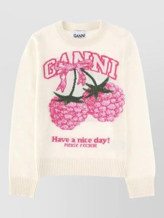 Ganni crew neck long sleeve graphic top
