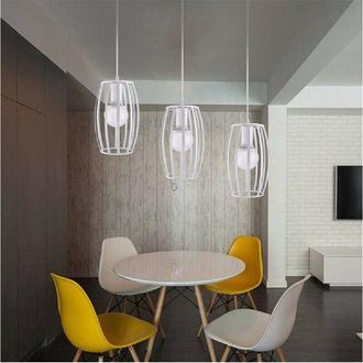 Trade Shop Trade Shop Traesio - Trade Shop - Lampadario Soffitto E27 Di Forma Ovale Nero Bianco Portalampada Sospensione A34 - Blanco