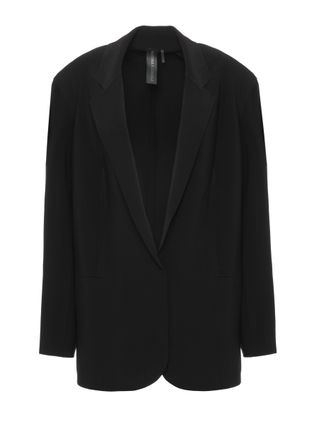 Norma Kamali Black Classic Lapel Velcro Fastening Oversized Blazer