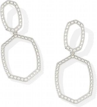 Kendra Scott Womens Daphne Pave Open Frame Earrings In Rhodium/white Cz