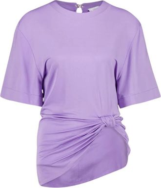 Paco Rabanne Lavendel Jersey T-shirt met Strik - Dames - T-shirts - Paars - M - Denim - Tops