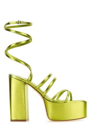 PARIS TEXAS Acid Green Leather Evita Sandals