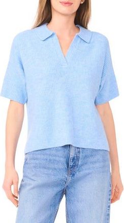 1.State Short Sleeve Johnny Collar Sweater in Blue Heather at Nordstrom Rack, Size X-Large