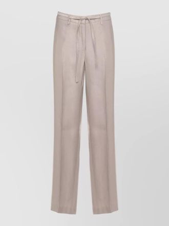 PESERICO wide leg viscose linen trousers belt