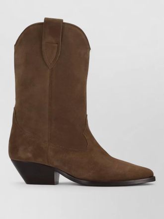 Isabel Marant suede cuban heel pointed toe pull tab boots