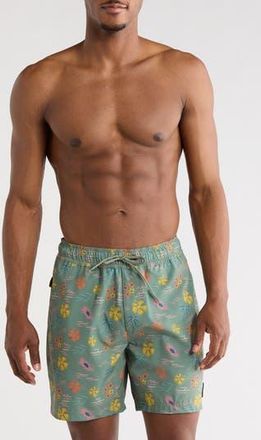 Rvca Lehua Swim Shorts in Green Multi at Nordstrom Rack, Size Xx-Large