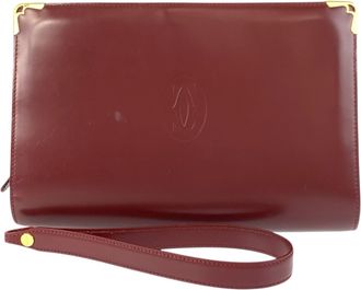 Cartier Bordeaux Leather Clutch Bag (Pre-Owned)