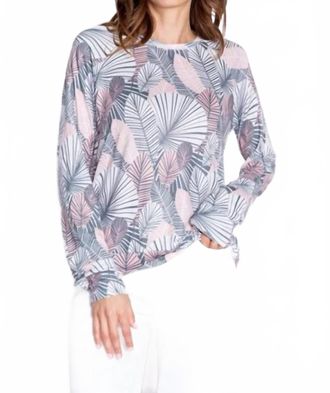 PJ Salvage Geo Palm Long Sleeve Lounge Top In Pink Clay