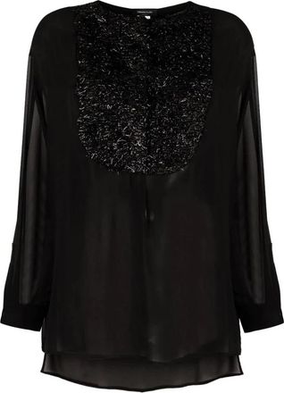 Fabiana Filippi Blauwe Zijden Blouse - Dames - Blouses - Zwart - S - Overhemden