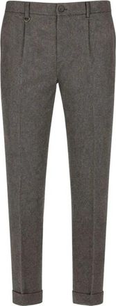 Paolo Pecora Elegante Flanellen Broek - Heren - Slim Fit Broeken - Grijs - S - Leer - Broeken