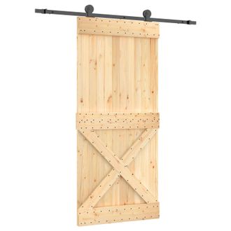 vidaXL Puerta Corredera Natural Y Negro 95 X 210 Cm Vidaxl