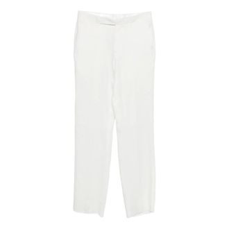Lardini Straight Trousers, male, White, Size: XL Linen Trousers