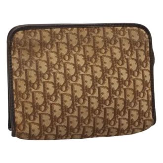 Dior Pre-owned Trotter Canvas Clutch - Dames - Pre-owned - Bruin - Maat: ONE Size
