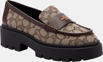 Coach Womens Lucy Lug Sole Signature Jacquard Loafer - Brown - Size UK 3.5
