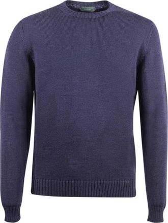 Zanone Ronde hals gekweek - Heren - Ronde hals truien - Blauw - XL - Wol - Truien & Vesten