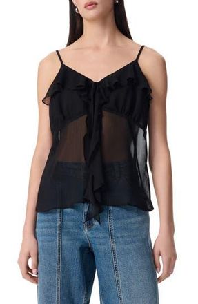 Robert Rodriguez Justine Cascading Ruffle Chiffon Camisole in Black at Nordstrom Rack, Size X-Small