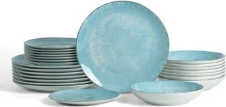 Christian Siriano Onyx 24-Piece Dinnerware Set Porcelain, Service for 8 in Blue And Gold at Nordstrom