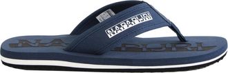 Napapijri Blauwe Katoenen Slippers - Heren - Slippers - Blauw - 42 EU - Katoen - Schoenen