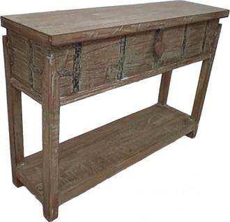 Wanderlust Deco Recibidor De Madera Acabado Artesanal Marr&oacute;n 144x39x93h Cm
