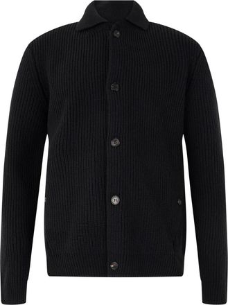 Slowear Cardigan van scheerwol - Heren - Vesten - Zwart - L - Wol - Truien & Vesten