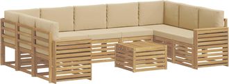 vidaXL Set Di Divani Da Esterno 10 Pz Bianco E Beige Poliestere Vidaxl