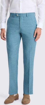 Moss Tailored Fit Teal Slub Trousers
