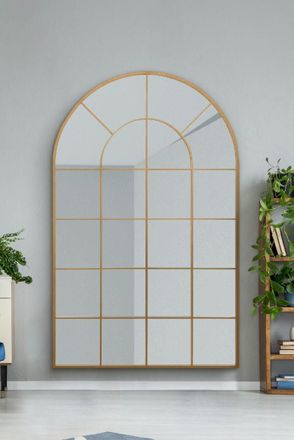 MirrorOutlet Gold Framed Arched Window Leaner/Wall Mirror 75 X 47 (190x120CM) | Size: 1 Pack