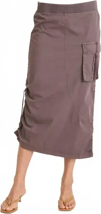 Xcvi Bindi Poplin Side-Cinch Midi Skirt In Virtuoso Pigment