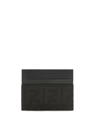 Fendi FF Jacquard Calf Leather Card Case - Black