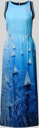 Marc Cain Maxikleid aus reinem Lyocell mit Allover-Foto-Print in Sky, Gr&ouml;&szlig;e 34